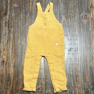 Organic Cozy Mustard Kids Overalls